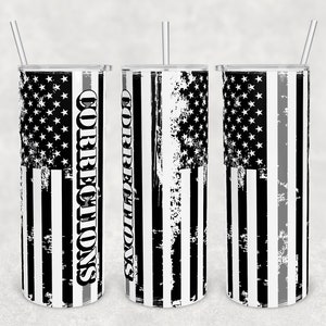 20 oz Skinny Tumbler Sublimation Design Template Download PNG DIGITAL Corrections distressed flag seamless wrap thin grey line grey silver