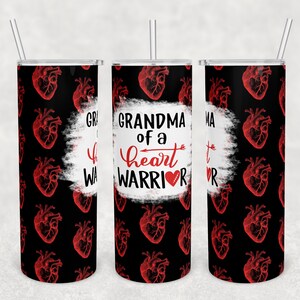 20 oz Skinny Tumbler Sublimation Design Template Download PNG DIGITAL Grandma of a heart warrior CHD Seamless wrap 20oz anatomic heart