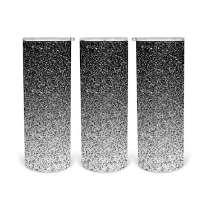 Black and Sliver glitter Ombre seamless  download 20oz wrap 20 oz Skinny Tumbler Sublimation Design Template Download PNG DIGITAL