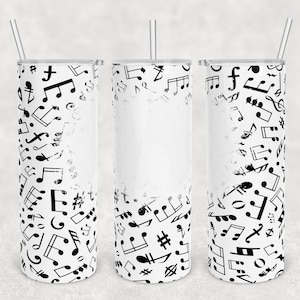 20 oz Skinny Tumbler Sublimation Design Template Download PNG DIGITAL Music notes bleach spot seamless  20oz wrap