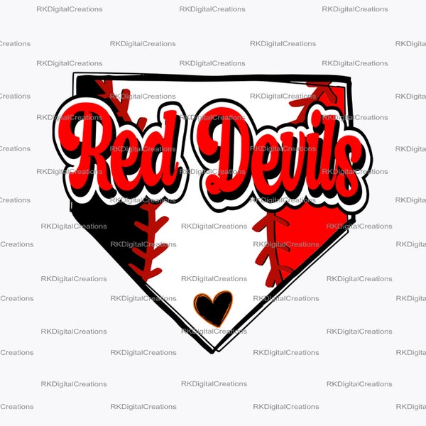 Red Devils black & red, Home plate, softball, baseball, team colors, school colors, mascot, Sublimation, Design Digital download, Shirt, PNG