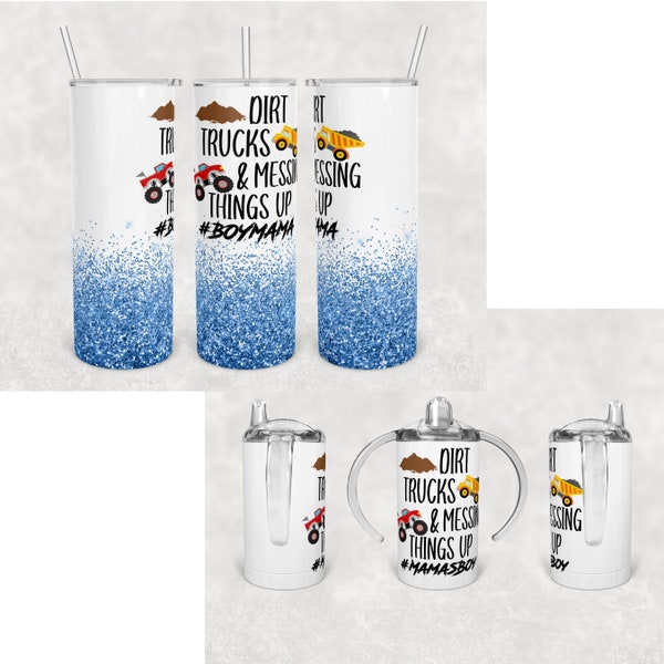 Dirt Truck & messing things up tumbler sippy bundle mommy and me Skinny Tumbler Sublimation Design Template Descargar PNG DIGITAL 20oz sippy