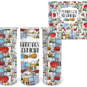 20 oz Skinny Tumbler Sublimation Design Template Download PNG DIGITAL Pharmacy tech  download  Seamless wrap