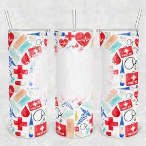 20 oz Skinny Tumbler Sublimation Design Template Download PNG DIGITAL Nurse medical seamless  download 20oz