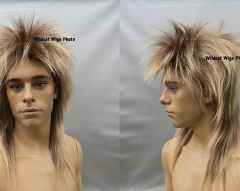 Jareth Goblin King wig. Bowie Unisex Wig. Long Rocker - Heavy Metal Rock Band 80's Frosted Brown