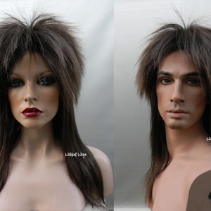 80&#39;s Rocker Wig .. Tina Turner .. Jareth .. Unisex .. Heavy Metal .. Quality Wig ..  Brown Mix
