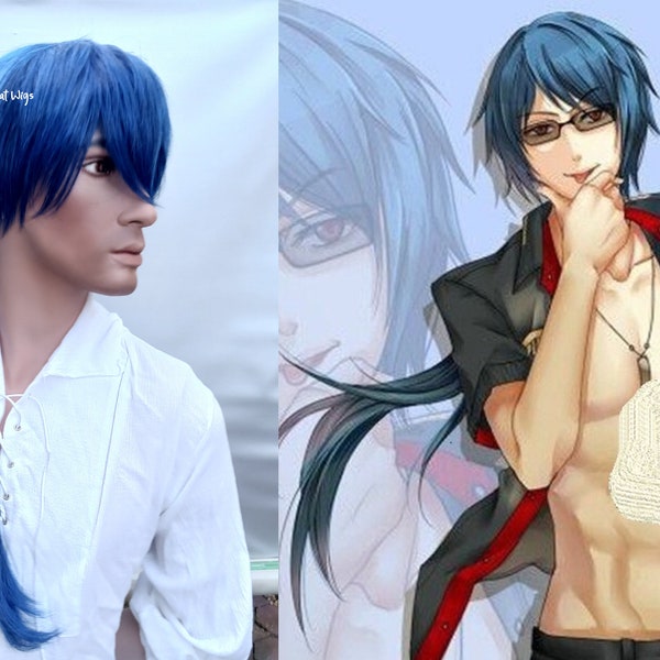 Sale! Way Cool Anime Blue Wig with Ponytail! Cosplay .. USA seller .. Fast Shipping!