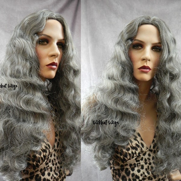Wavy Grandma Old Lady Wig .. Witch .. Beggar Woman Beauty and the Beast .. Dumbledore .. Theater Theatre wig Hag .. Gray Unisex