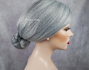 Old Lady Wig .. White OR Gray .. Norman Bates&#39; Mom, Granny, Theater or Costume .. Halloween!