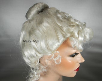 Deluxe Gibson Girl Wig .. WHITE .. Mrs. Santa, 19th century, Edwarian  upsweep, professional quality