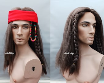 New Wig .. Pirate .. Hippie .. Braided Wig .. Unisex Wig .. Braveheart Wig .. NICE!  Theater Wig or costume wig