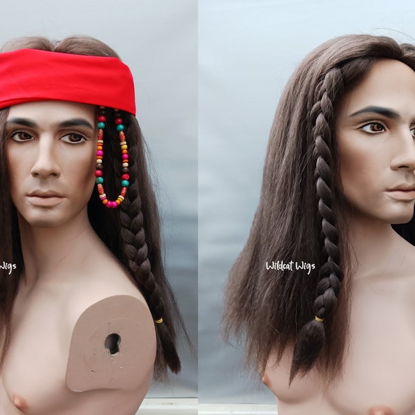 New Wig .. Pirate .. Hippie .. Braided Wig .. Unisex Wig .. Braveheart Wig .. NICE!  Theater Wig or costume wig