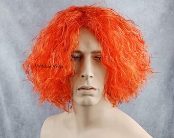 Mad Hatter Wig .. Halloween Wig .. Costume Wig .. Theater Wig ..Orange Adult wig