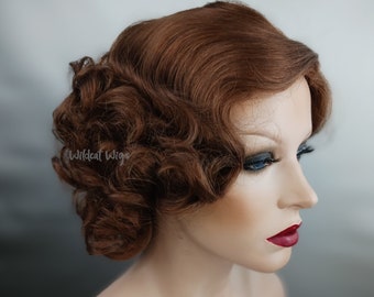 Full Fluff Wig .. 1930s style .. Theater .. Musicals .. Gorgeous .. color 30 Medium Auburn.  Best Seller!