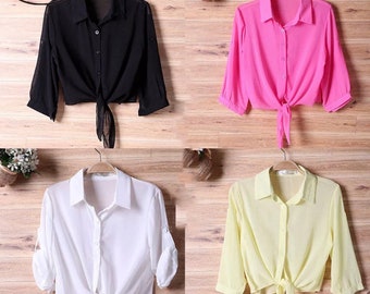 tied button up shirt