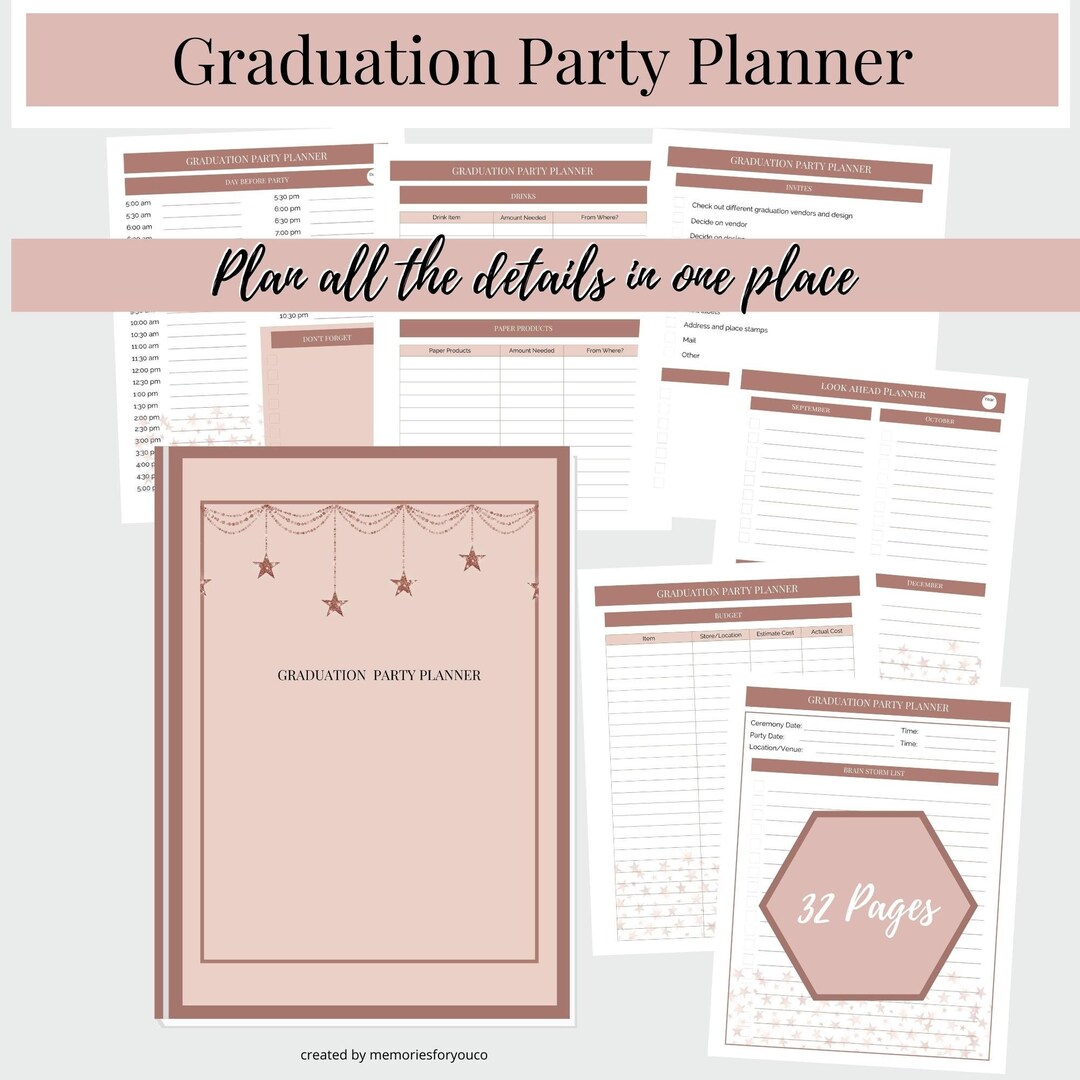 Graduation Party Planner, Printable, Graduation Open House, - Etsy