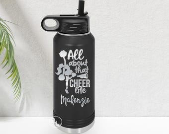 Cheer Bottle, Cheer Tumbler, Engraved Cheerleader Tumbler, Engraved Cheer Cups, 15 Images To Choose From, Many Tumbler Styles And Colors