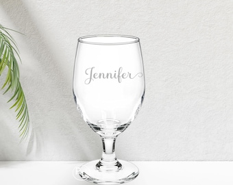 Engraved Wine Goblet Glass, Etched Wine Glass, Personalized Etched Goblet Glass, Personalized Engraved Goblet Wine Glass, 16 oz Goblet Glass