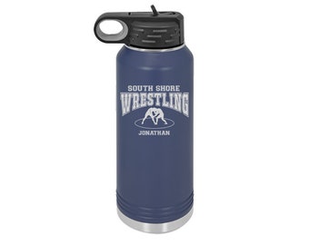 Wrestling Water Bottle, Wrestling Engraved Water Bottle, Etched Water Bottle, Wrestling Water Bottle, Lot's Of Colors, 4 Sizes