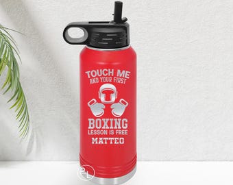 Boxing Water Bottle, Boxing Tumbler, Engraved Boxing Tumbler, Engraved Boxing Bottle, 15 Images To Choose From, Many Tumbler Styles & Colors