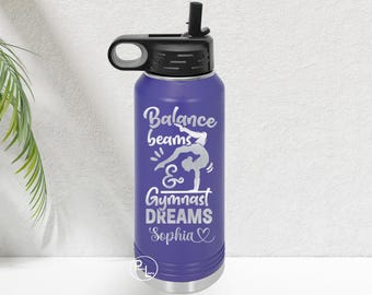 Gymnastics Bottle, Gymnastics Tumbler, Engraved Tumbler, Engraved Gymnastic Cup, 14 Images To Choose From, Many Tumbler Styles And Colors