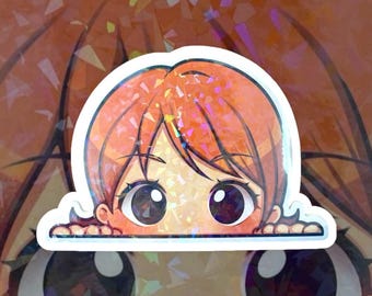 Tangerine Peeker Holographischer Aufkleber