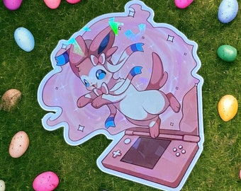 Pink Cat DS Fairy Holographic Sticker
