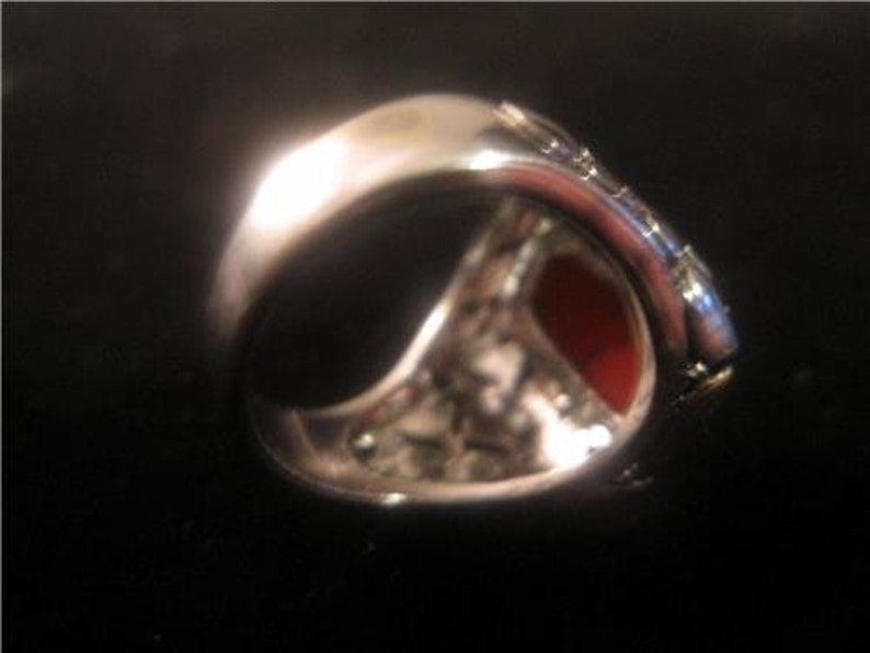 SPRING SALE Modernist Two Tone Sterling Rectangular Carnelian Signature Style Ring