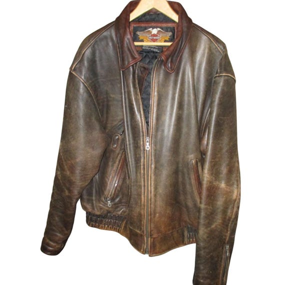 Vintage Harley Davidson Brown Leather Motorcycle … - image 1