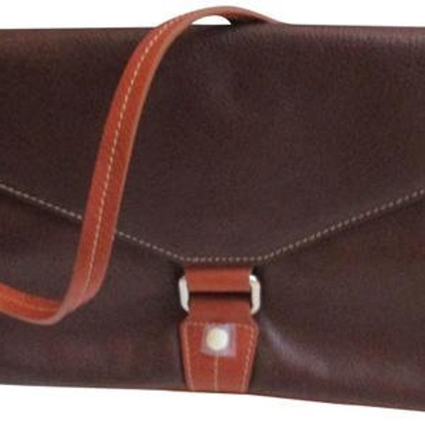 J. Peterman Vintage Envelope Flap Canvas Brown Leather Shoulder Bag