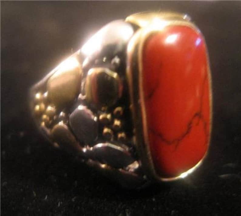 SPRING SALE Modernist Two Tone Sterling Rectangular Carnelian Signature Style Ring