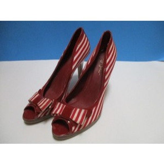 Sergio Zelcer Vintage Red and White Striped Fabri… - image 1