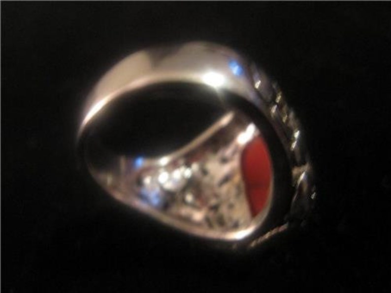 SPRING SALE Modernist Two Tone Sterling Rectangular Carnelian Signature Style Ring