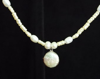 Baroque Coin Pearl Necklace with Baroque Pearl Bead Strand