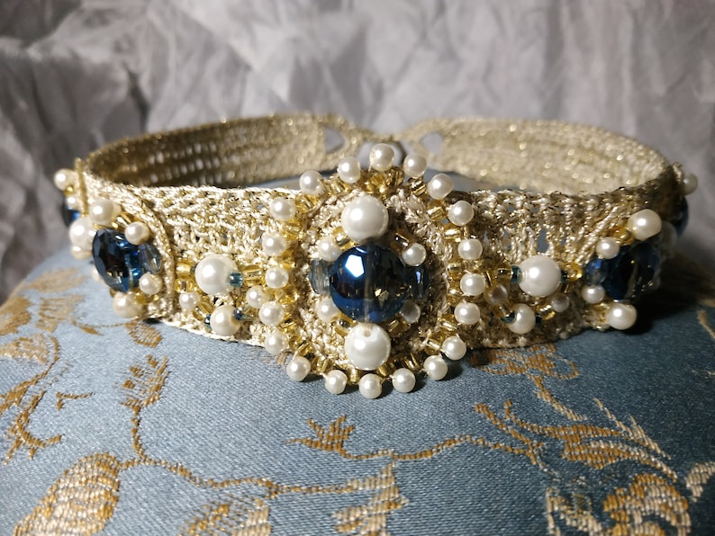 Custom order Wedding Kokoshnik Crown with beads Crown Diadem Tiara Hand embroidered crown Handmade crown Gold diadem Original crown