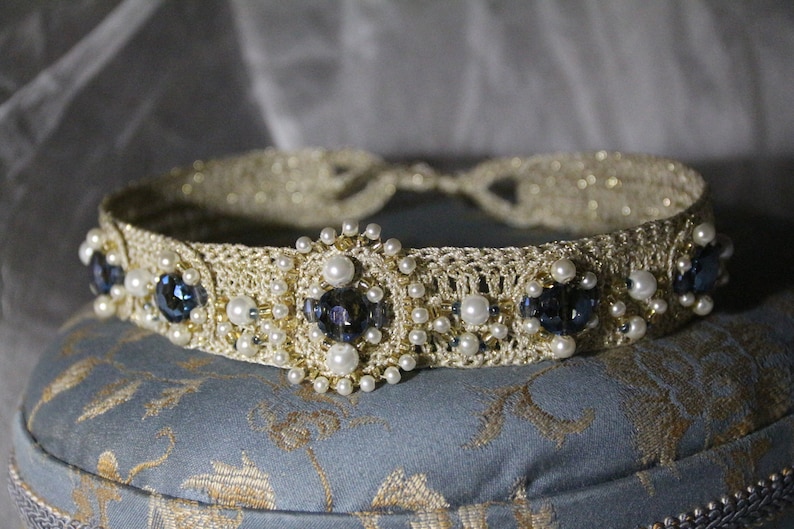 Custom order Wedding Kokoshnik Crown with beads Crown Diadem Tiara Hand embroidered crown Handmade crown Gold diadem Original crown