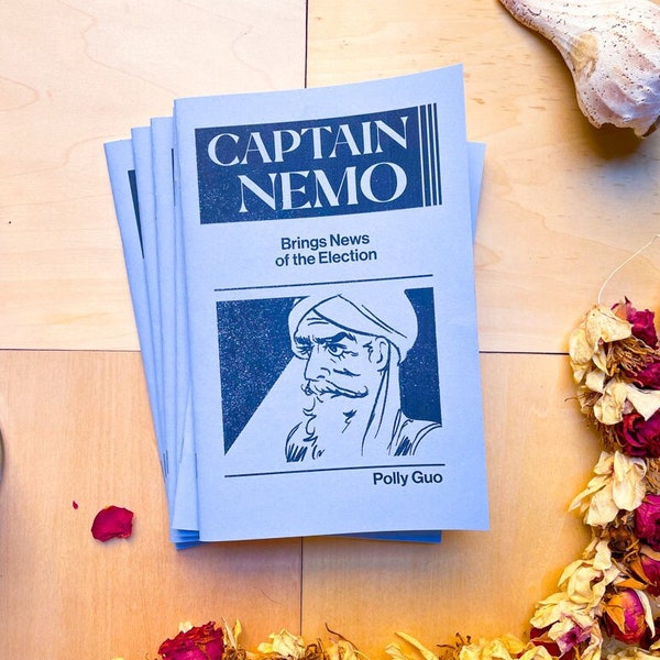 Based on Jules Verne’s Twenty Thousand Leagues Under the Sea “Captain Nemo Brings News of the Election” Handmade Comic Book by Polly Guo