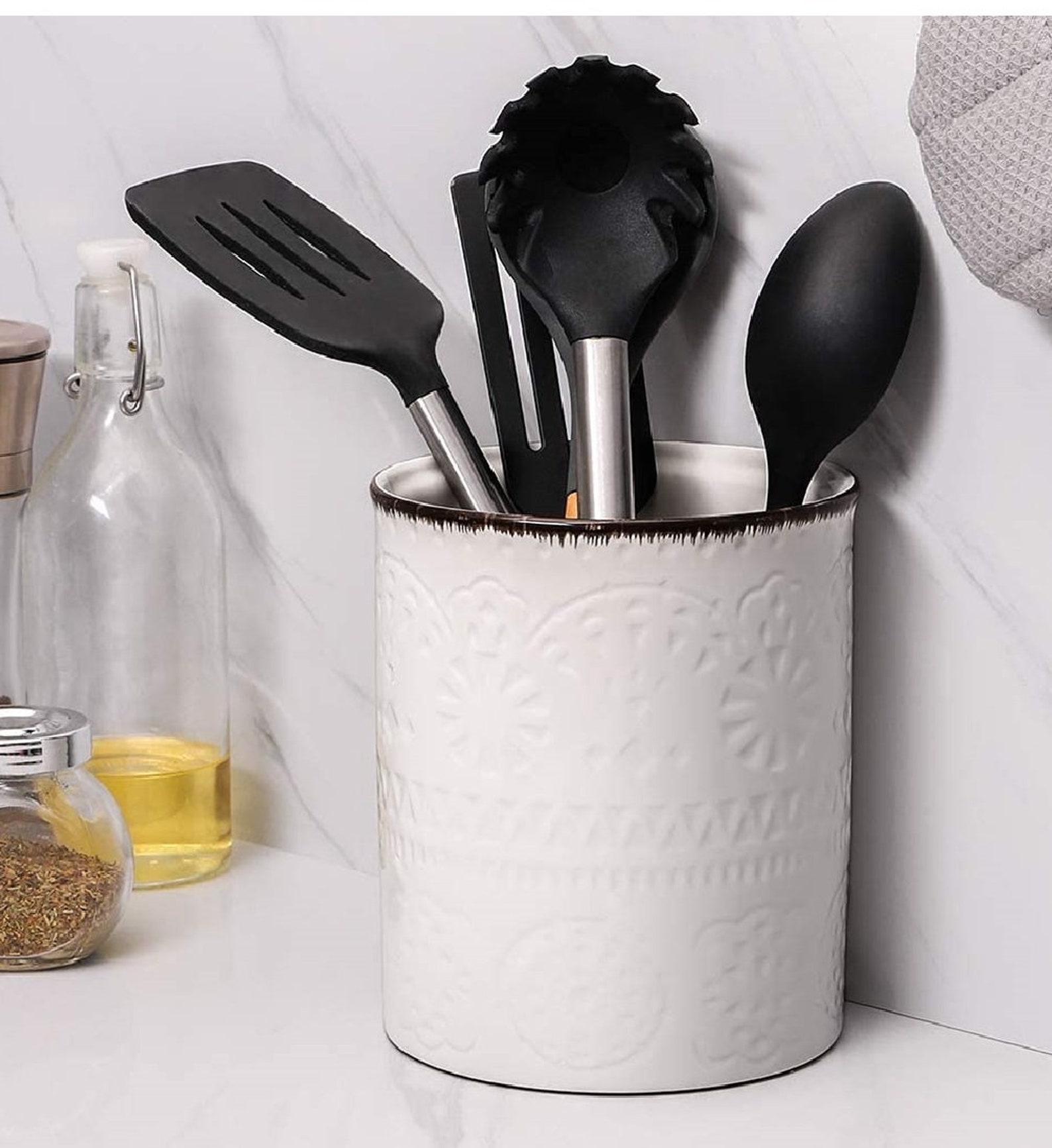 7.2 Large Kitchen Utensil Holder for Countertop Ceramic Etsy