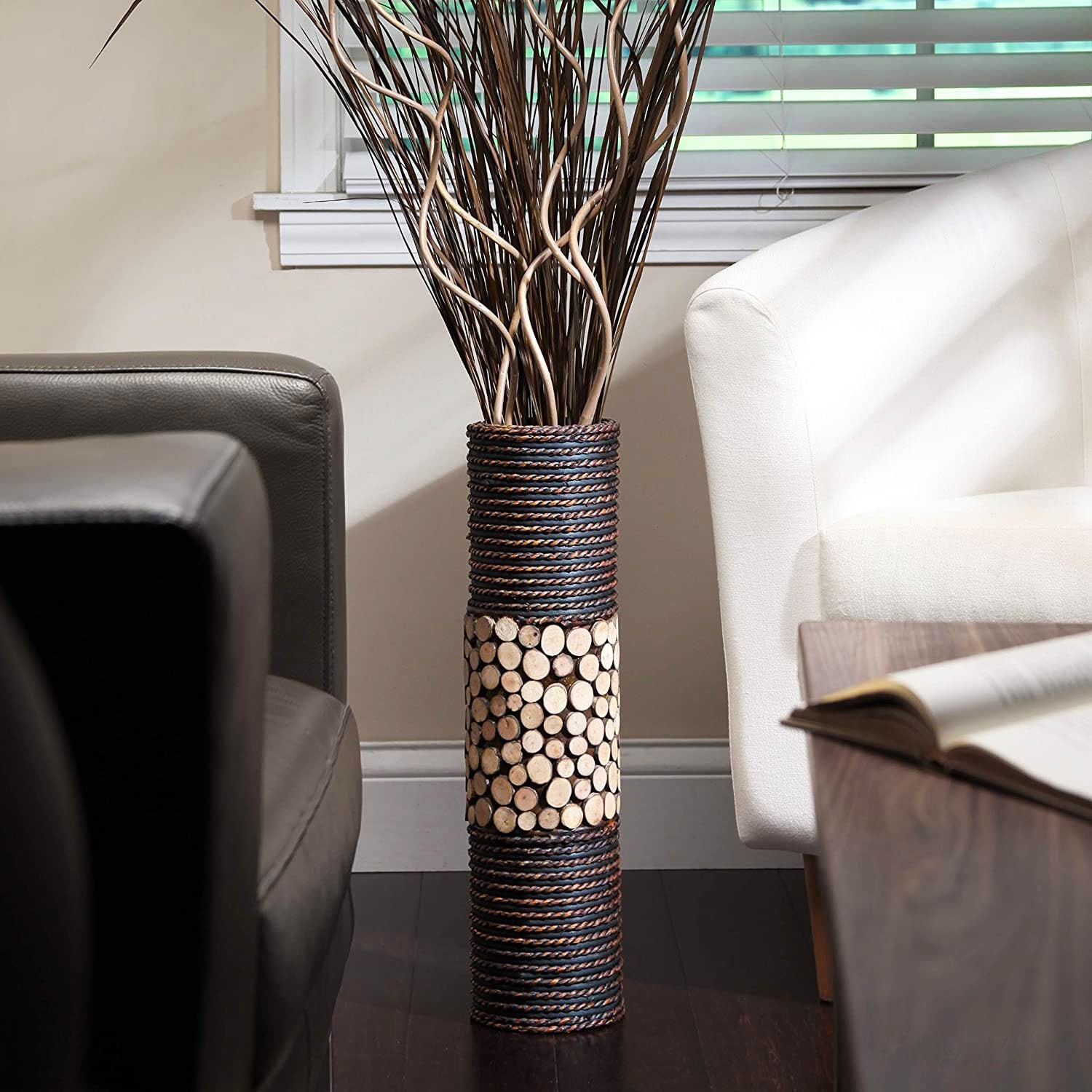 Tall Wood Floor Vase 20 High.Bamboo Cylinder Vase Etsy