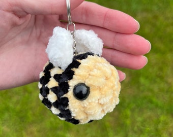 Mini crochet bee keychain