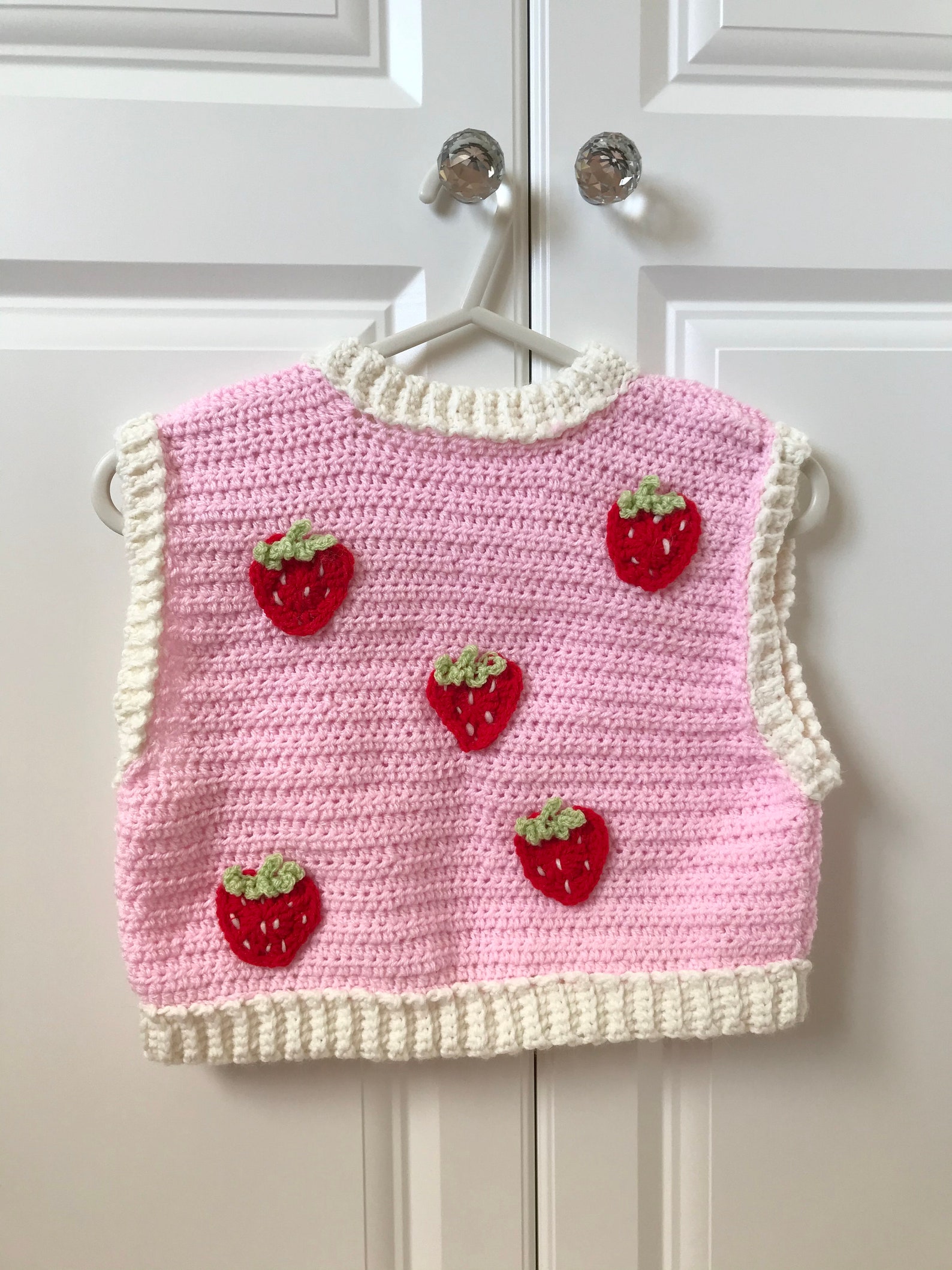 Crochet strawberry sweater vest handmade sweater vest | Etsy