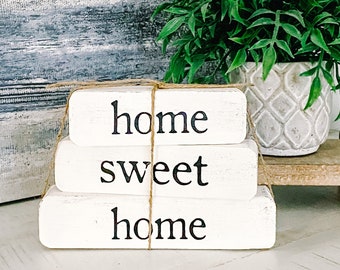 Home Sweet Home Shelf Sitter, Farmhouse Decor, Distressed Wood Blocks, Farmhouse, Christian Decor, Inspirational Gift, Mother's Day/Birthday