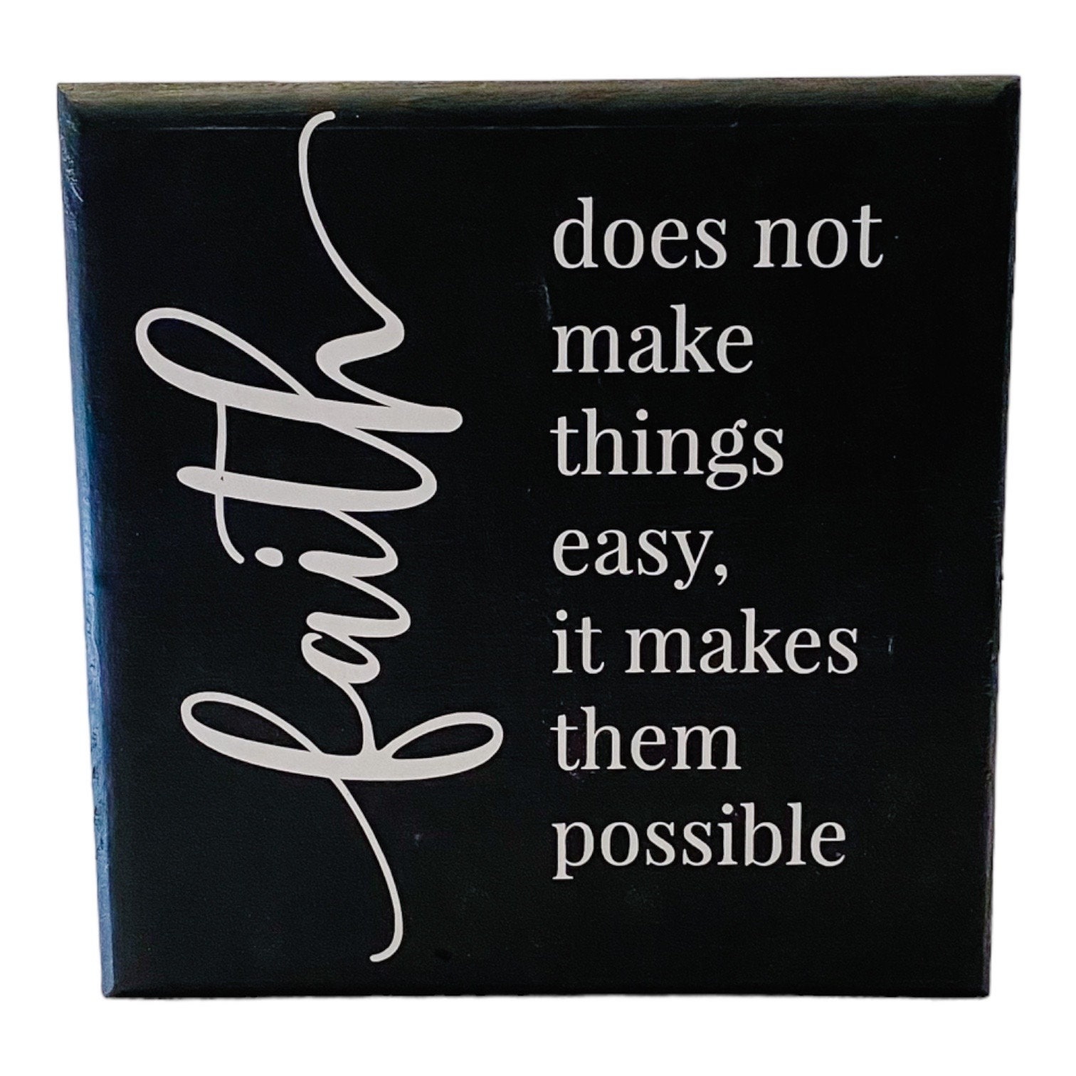 Faith Modern Black Wood Sign, Black Sign, Christian Gift, Wood Block ...