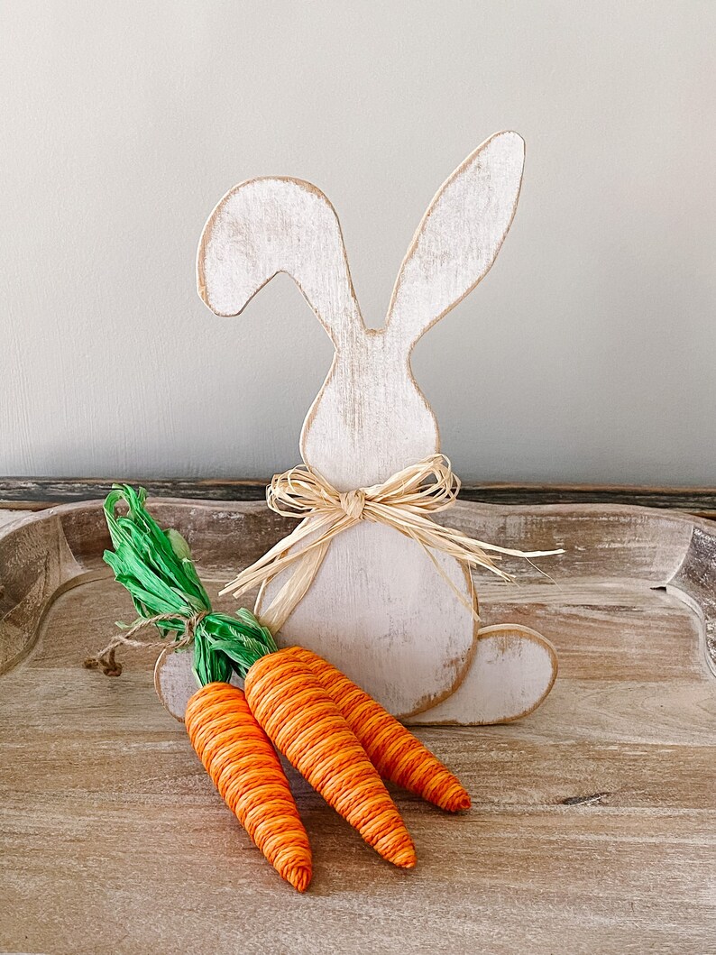 Standing Farmhouse Handcut Wood Easter Bunny Wood Bunny Etsy