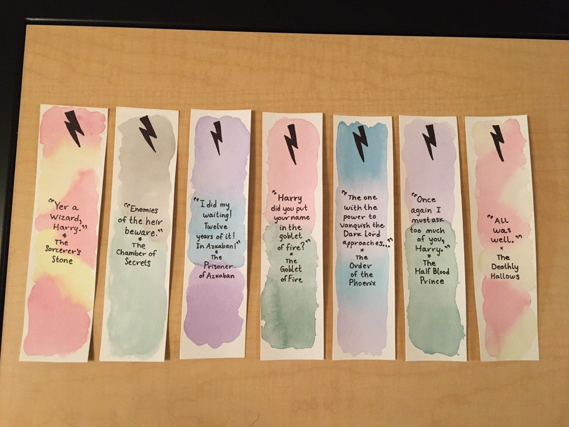 Harry Potter Watercolor Bookmarks Set of 7 | Etsy