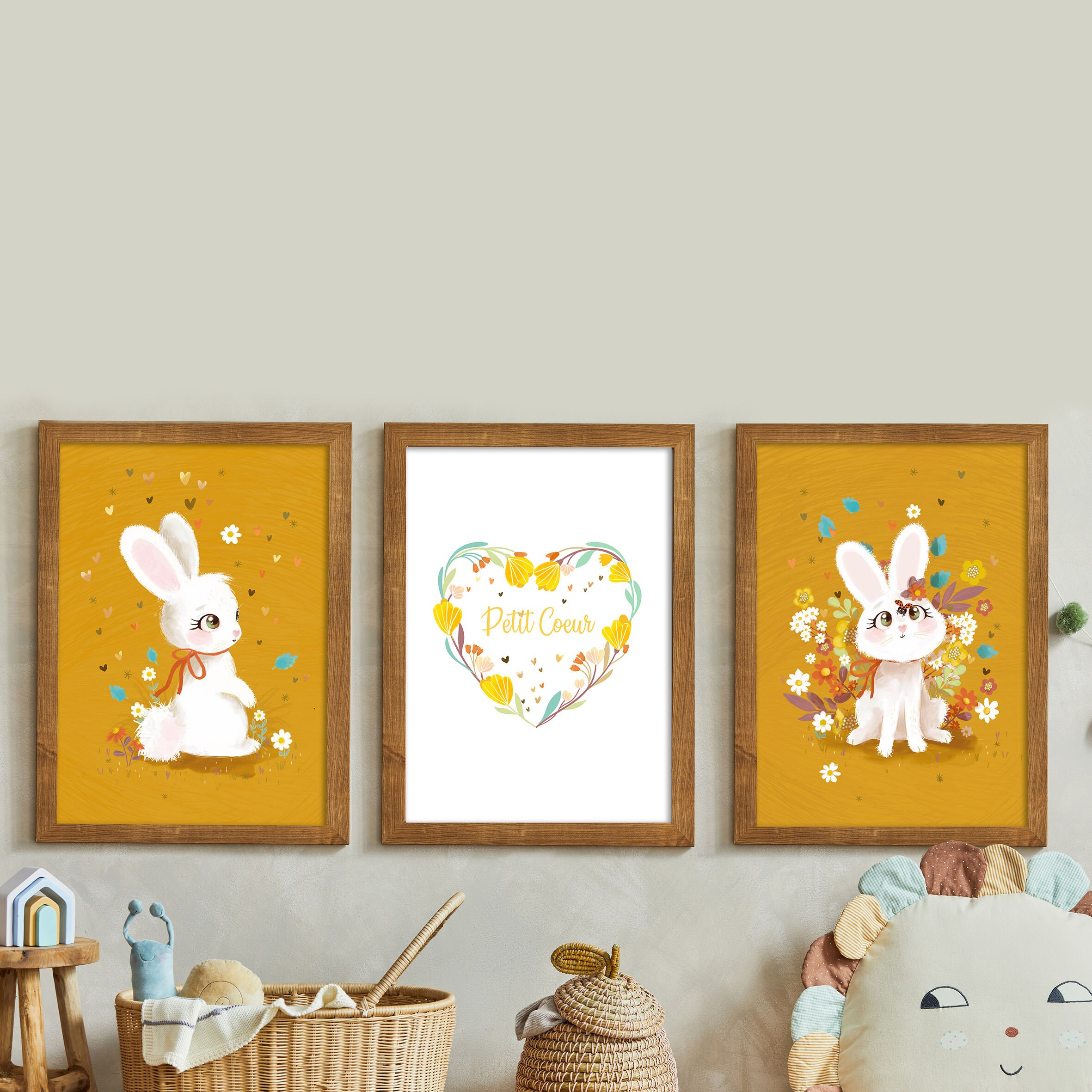 Affiche Enfant - Affiche Murale Décoration Chambre d'enfant Naissance Lapin A4