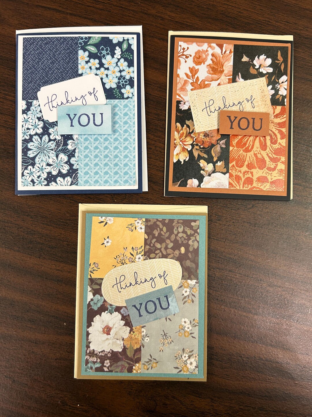 Handmade Thinking of You Cards Set Floral Embellished Greeting Cards - Etsy