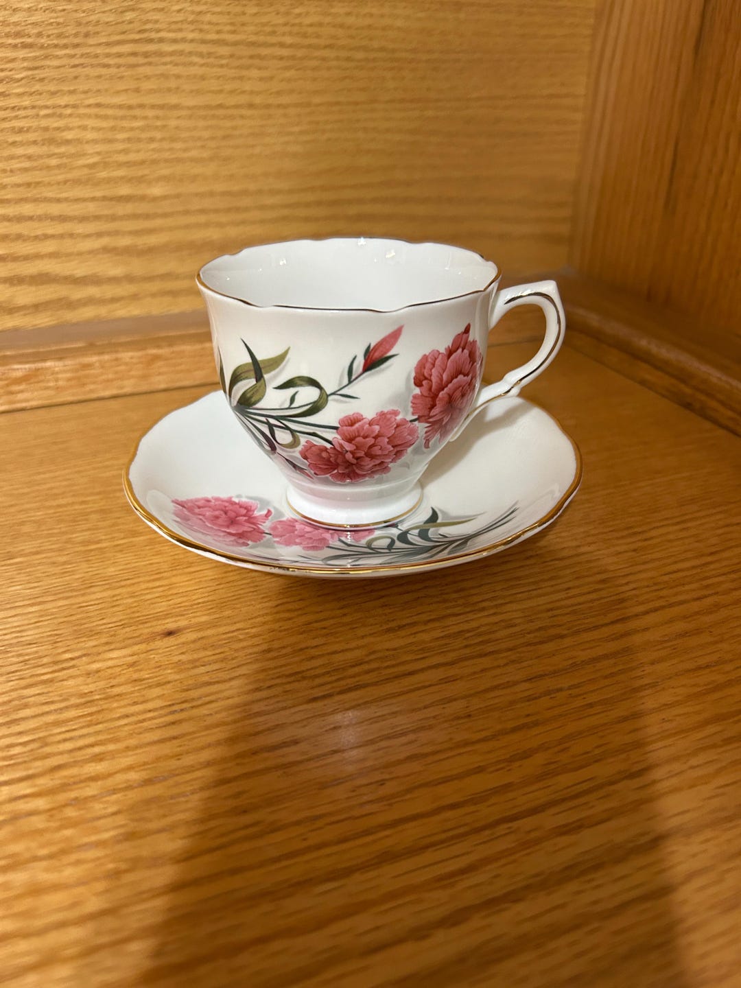 Floral Tea Cup and Saucer Set Gold Trim Elegant Fine China Collectible ...