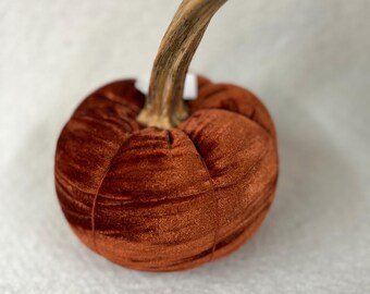 Velvet Pumpkin Decor, Fall Harvest Decoration, Thanksgiving Centerpiece, Autumn