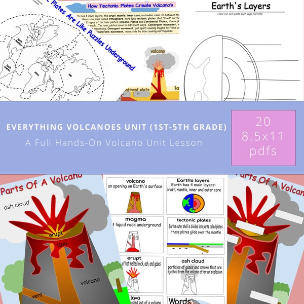 Everything Volcanoes Full Hands-On Unit Plan, Volcano Lesson, Science Activities, STEM Activities, Homeschool - PDF Instant Download